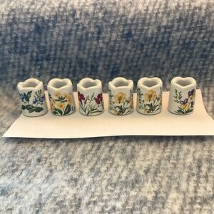 Vintage Funny Design, West Germany, mini Floral Candleholders Set of Six